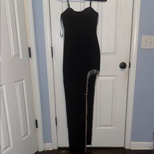 B Darlin Black Prom Dress with Rhinestone Accents